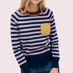 Kate Spade Striped Crewneck Sweater XXL Purple/Navy/Yellow/Burgundy